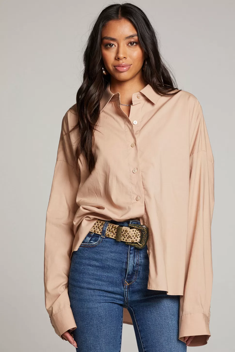 Chaser Brand Ezra Warm Taupe Button Up Shop