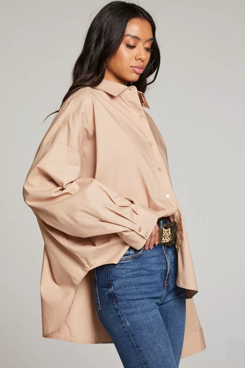 Chaser Brand Ezra Warm Taupe Button Up Shop