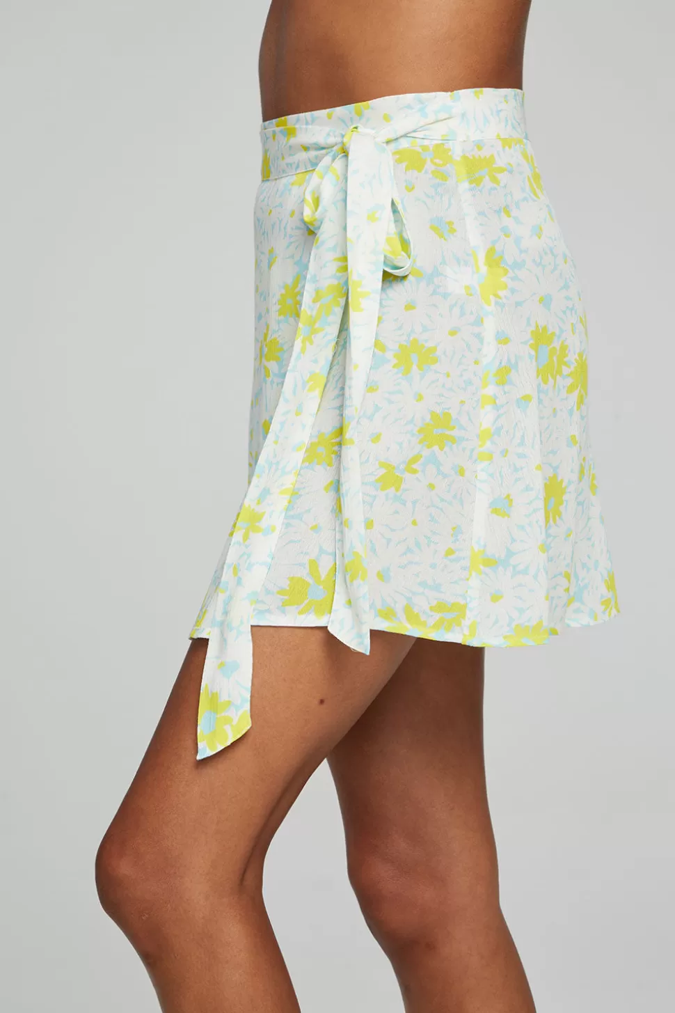 Chaser Brand Fleet Wrap Mini Skirt - Baby Blue Daisy Floral Fashion