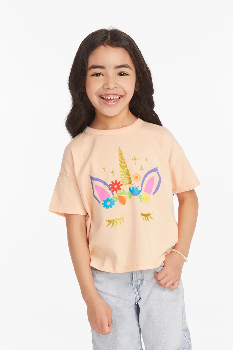 Chaser Brand Floral Unicorn Girls Tee Sale