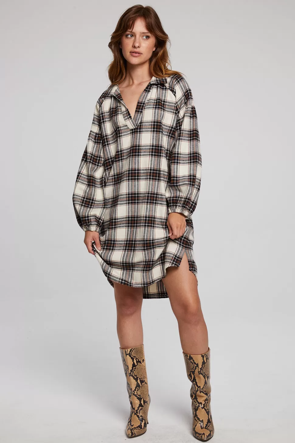 Chaser Brand Folk Americana Plaid Mini Dress Shop