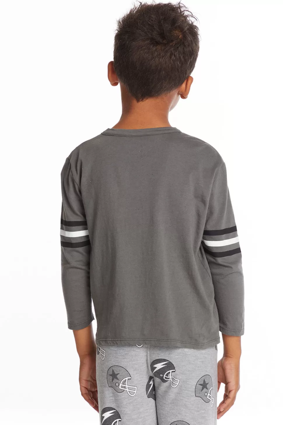 Chaser Brand Football Stripes Boys Long Sleeve Crew Neck Tee Flash Sale