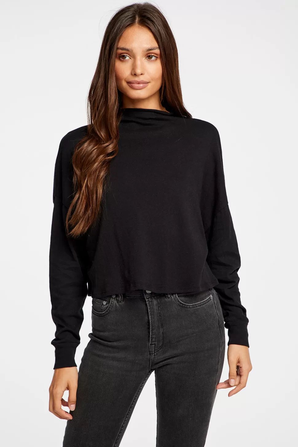 Chaser Brand Gauzy Cotton Funnel Neck Drop Shoulder Dolman Tee Outlet