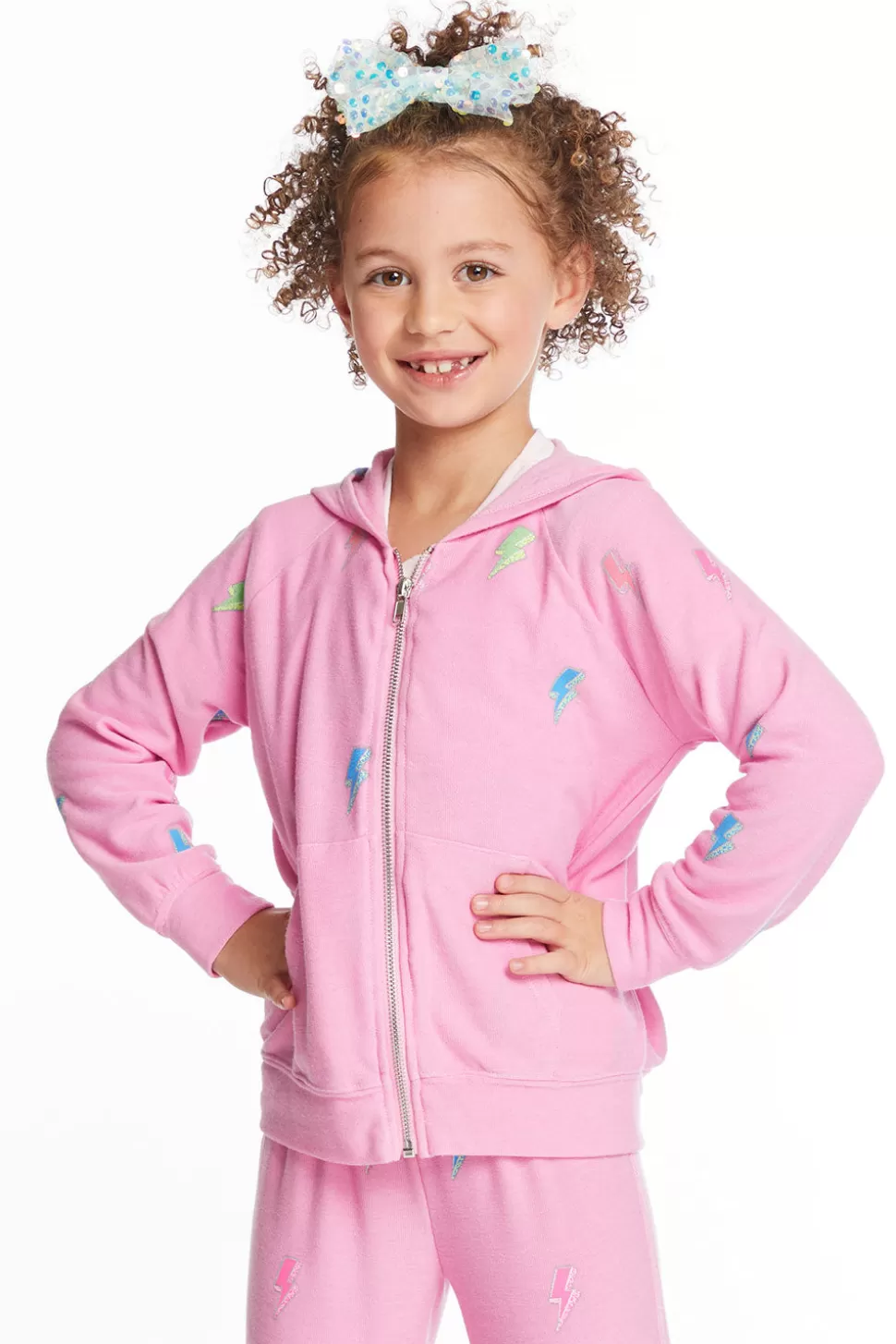 Chaser Brand Glitter Bolts Girls Zipup Hoodie Store