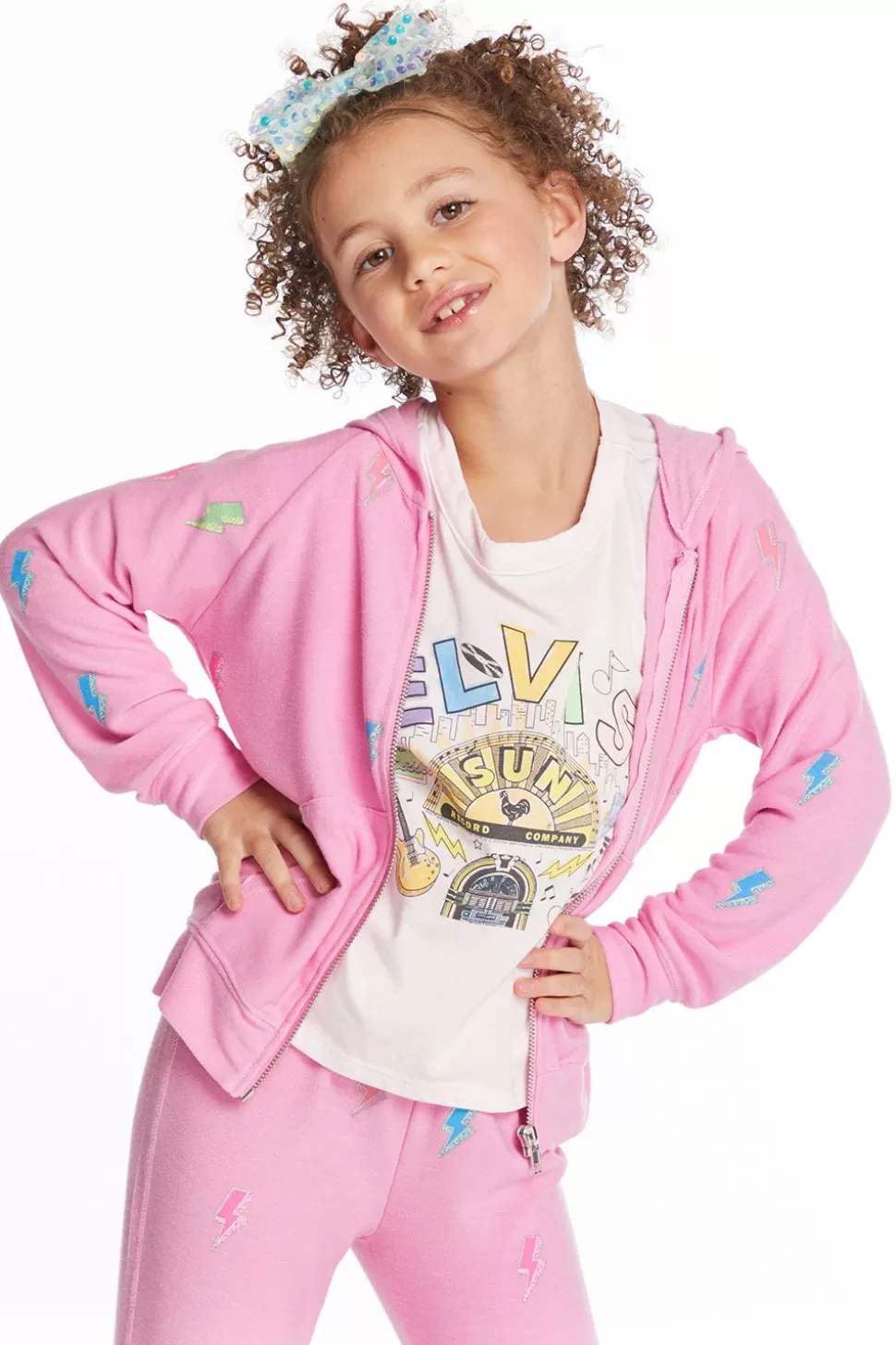 Chaser Brand Glitter Bolts Girls Zipup Hoodie Store