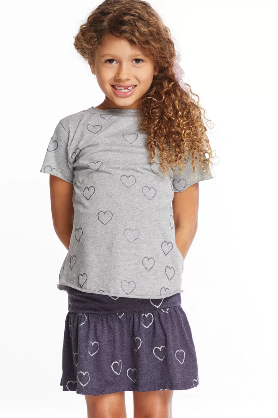 Chaser Brand Glitter Hearts Girls Crew Neck Tee Shop