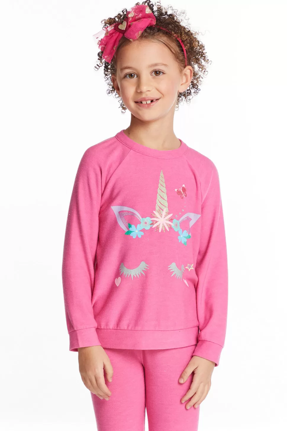 Chaser Brand Glitter Unicorn Girls Raglan Pullover Discount