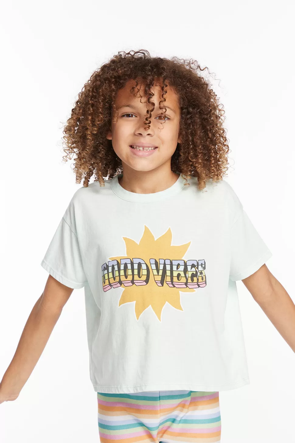 Chaser Brand Good Vibes Sun Girls Tee New