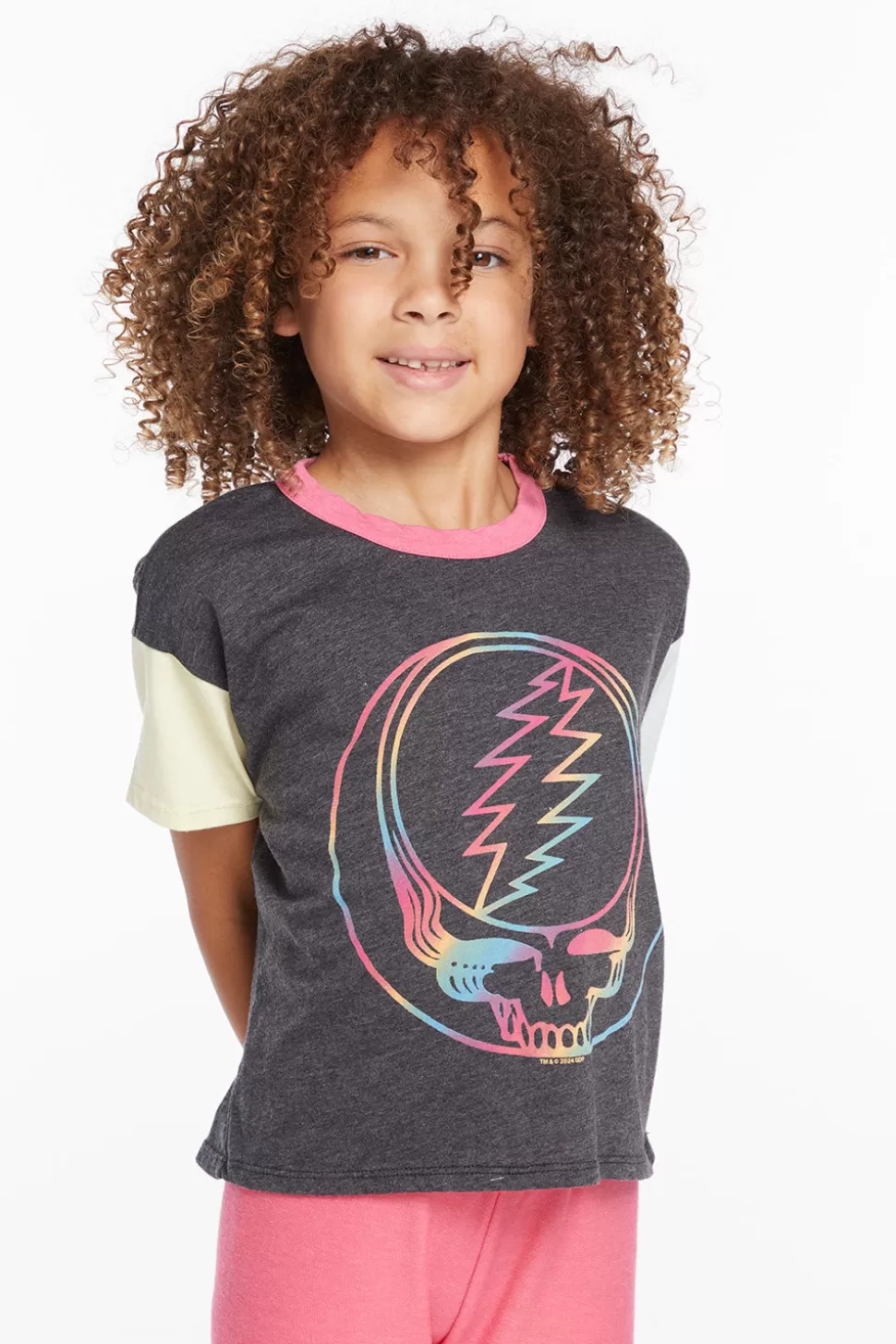 Chaser Brand Grateful Dead Steal Your Face Rainbow Girls Tee Cheap