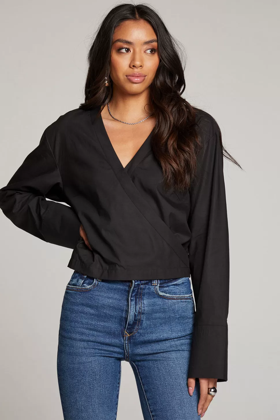 Chaser Brand Haleyy Licorice Blouse Discount