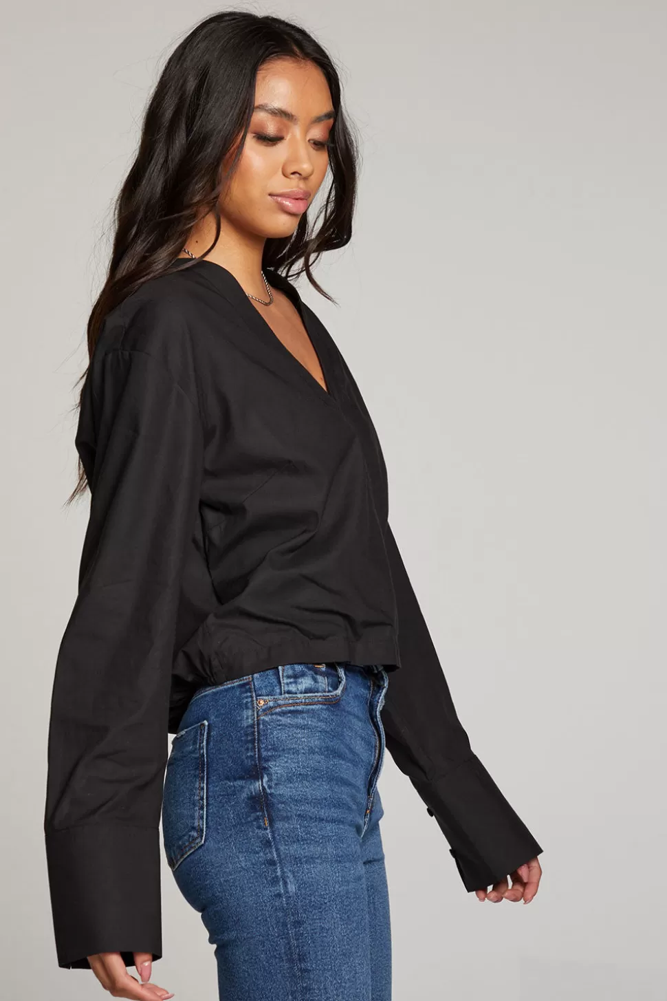 Chaser Brand Haleyy Licorice Blouse Discount