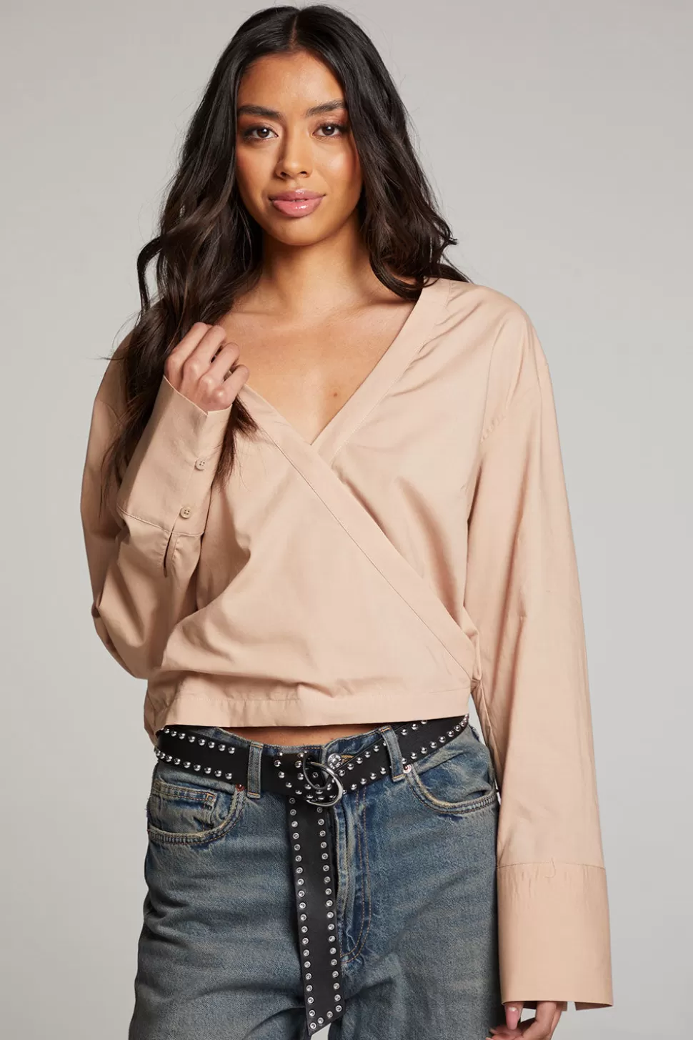 Chaser Brand Haleyy Warm Taupe Blouse Shop