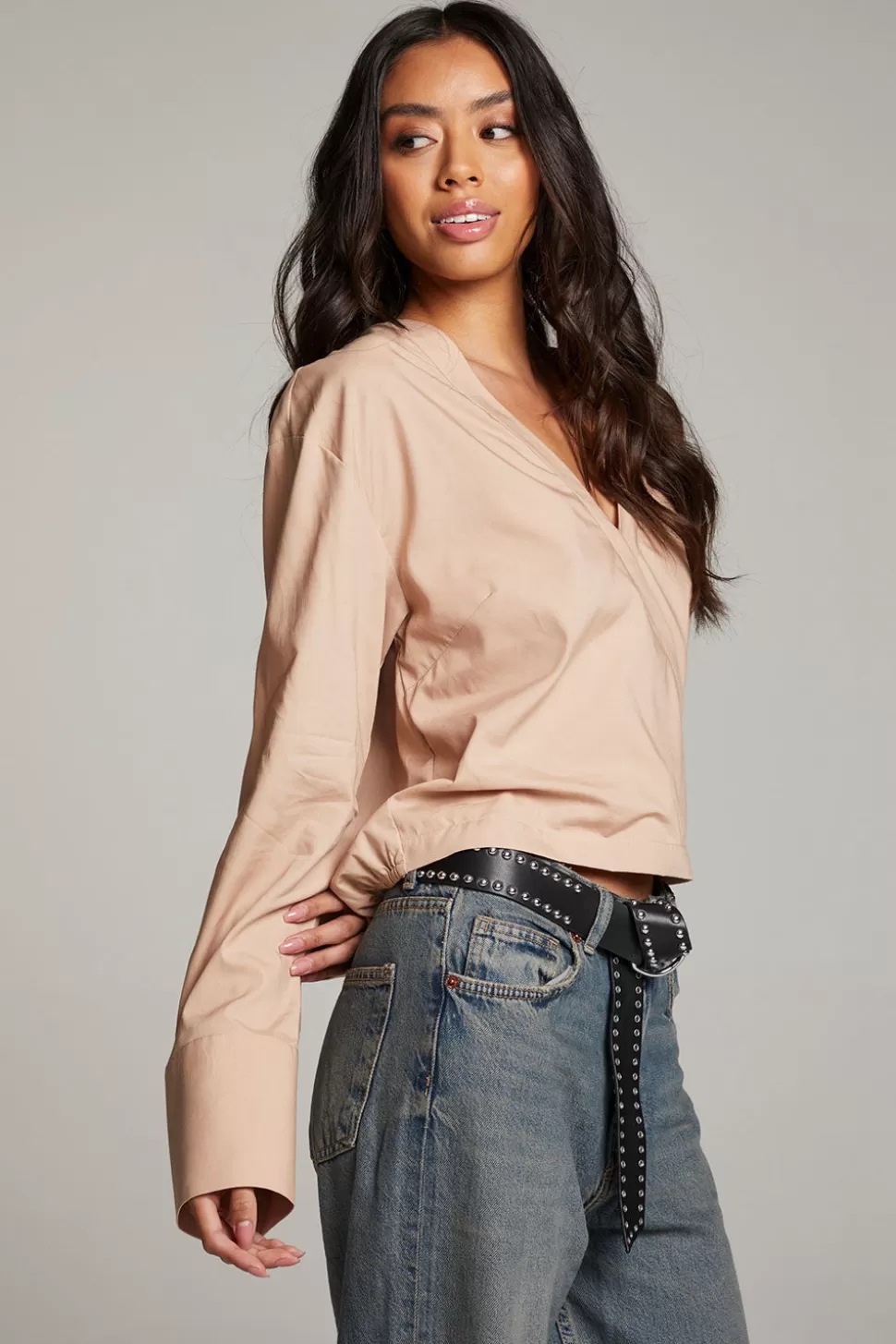 Chaser Brand Haleyy Warm Taupe Blouse Shop