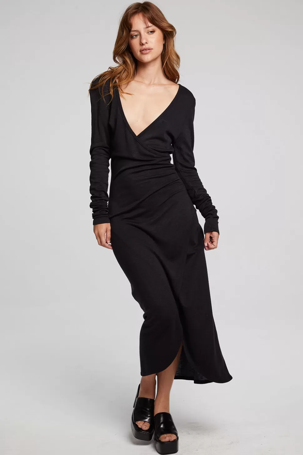 Chaser Brand Harmony Licorice Midi Dress Clearance