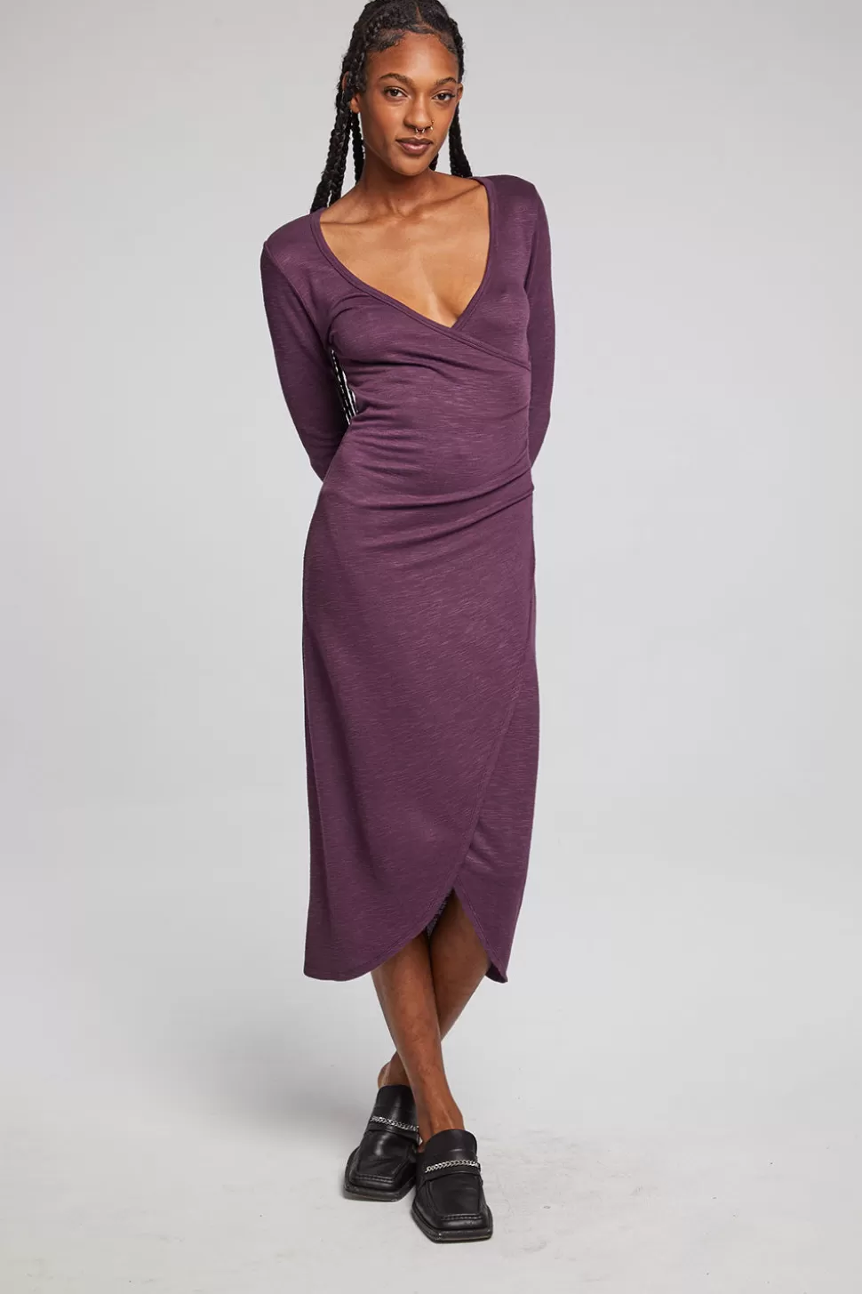 Chaser Brand Harmony Plum Perfect Midi Dress Flash Sale