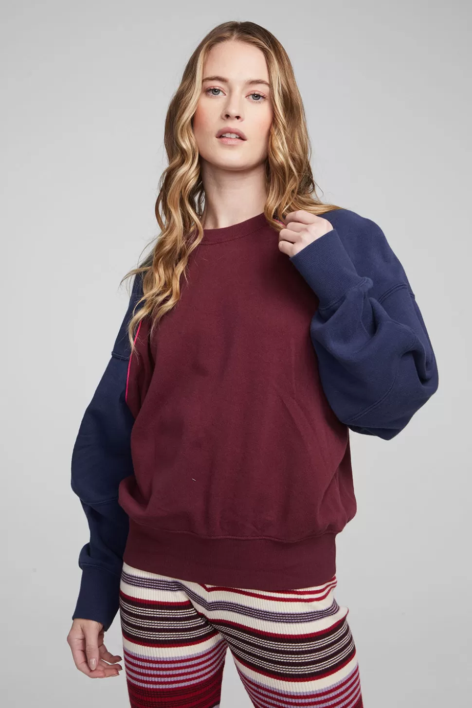 Chaser Brand Harvard Wine Red And Mood Indigo Pullover Outlet