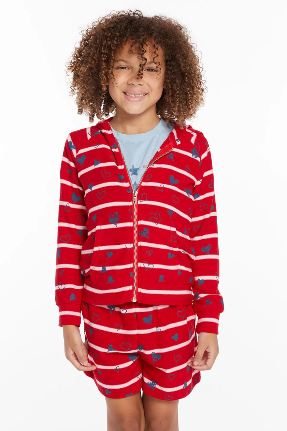 Chaser Brand Heart Stripe Girls Zip-up Hoodie Shop