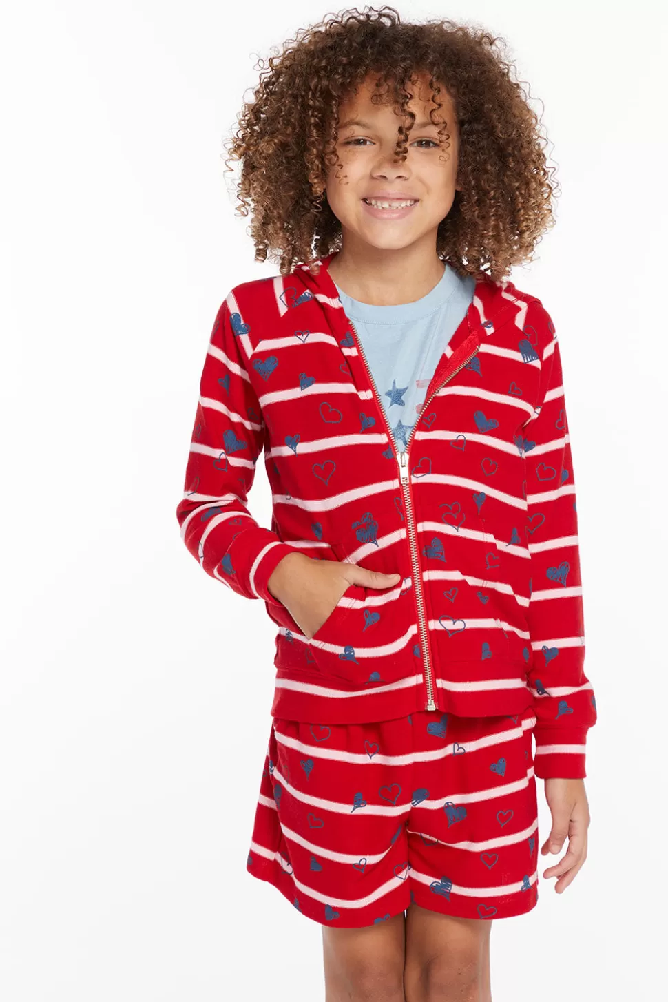 Chaser Brand Heart Stripe Girls Zip-up Hoodie Shop