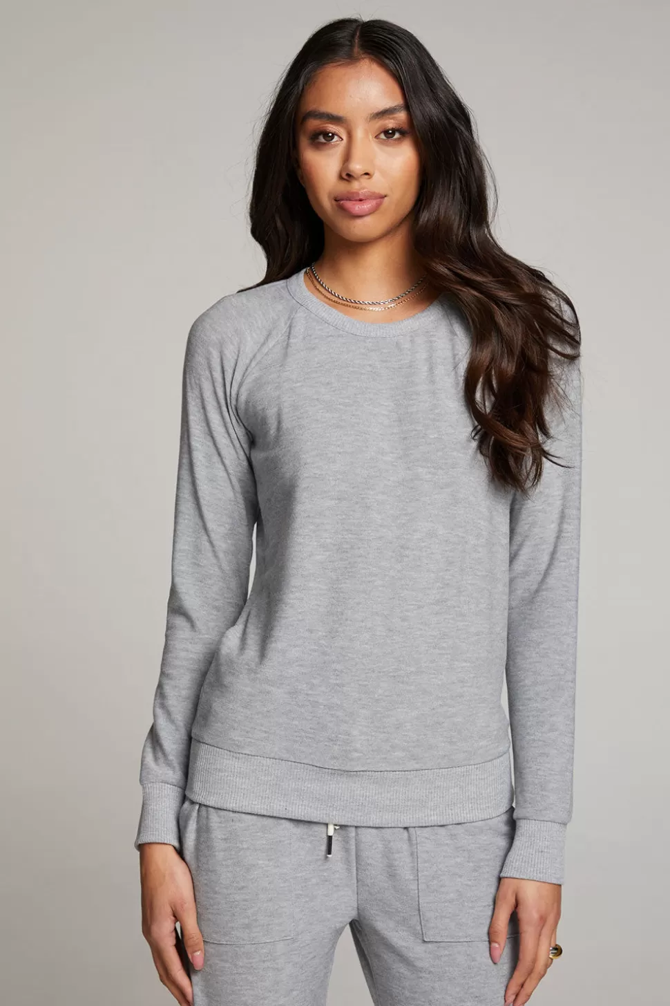 Chaser Brand Heather Grey Long Sleeve Raglan Pullover Best