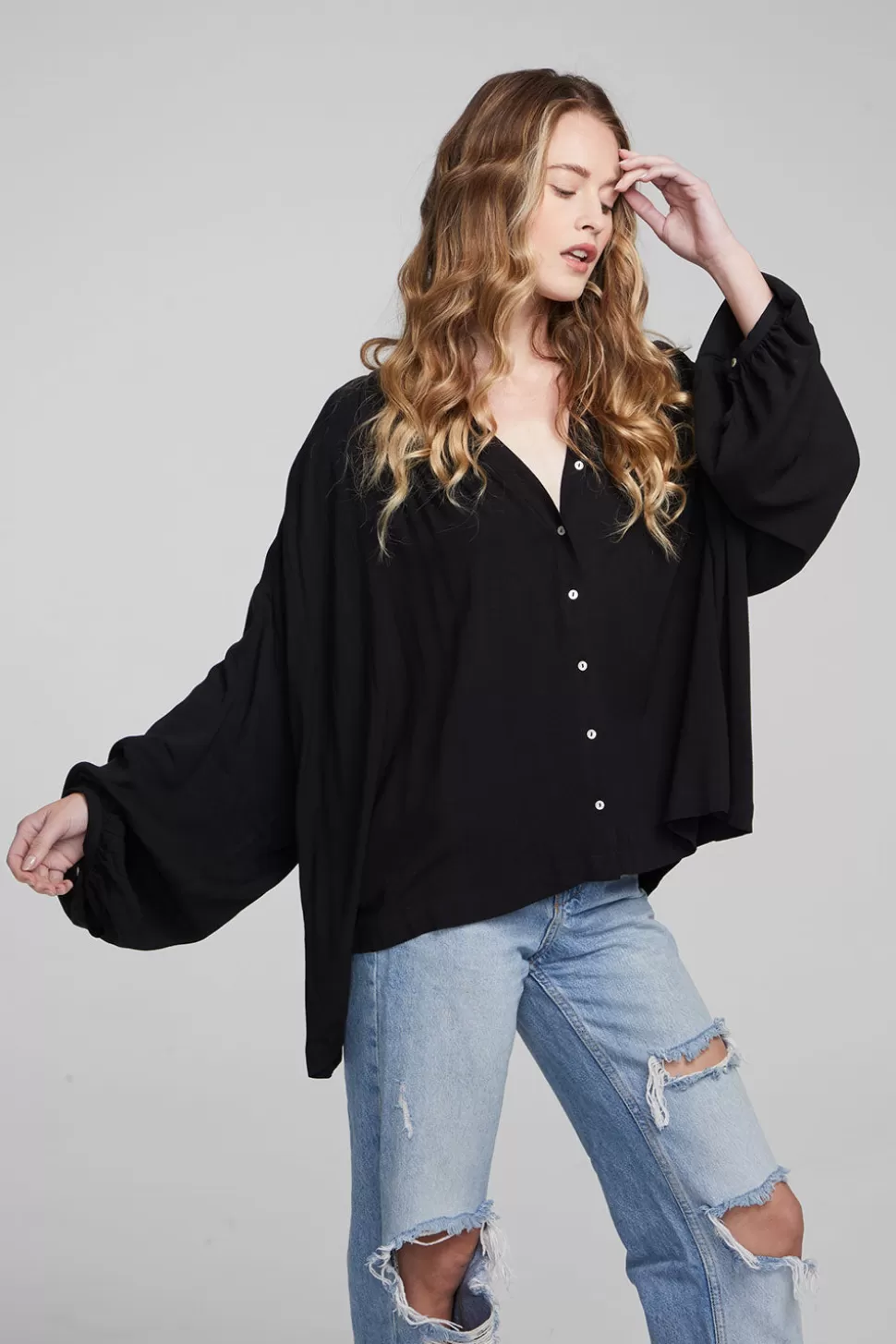 Chaser Brand Idol Shadow Black Blouse Cheap