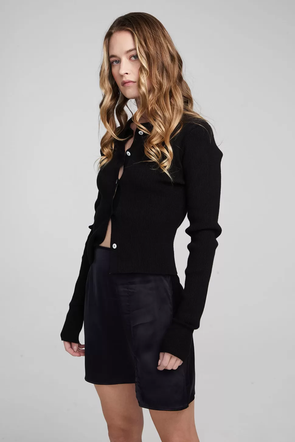 Chaser Brand Jayla Shadow Black Cardigan Flash Sale