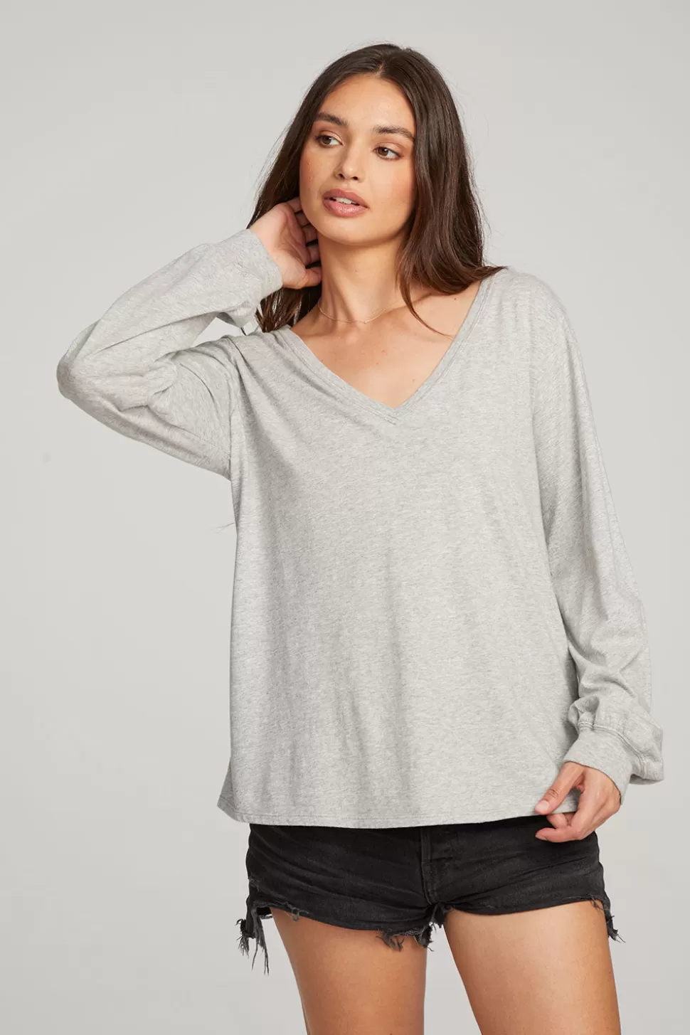 Chaser Brand Kara Heather Grey Long Sleeve Outlet