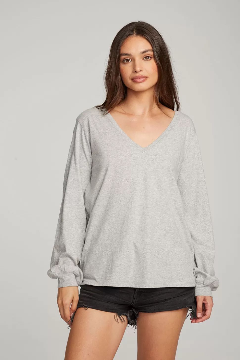 Chaser Brand Kara Heather Grey Long Sleeve Outlet