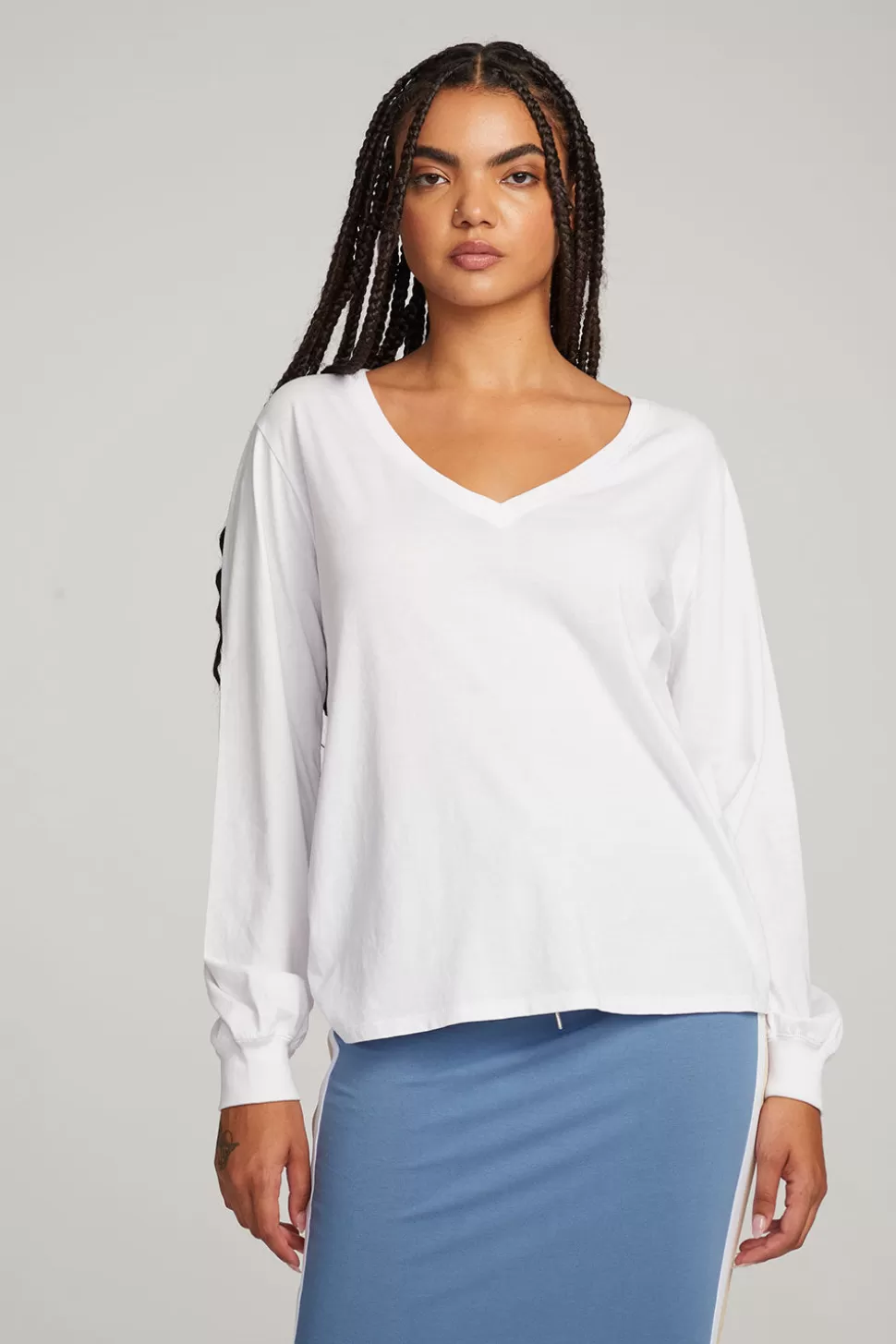 Chaser Brand Kara White Long Sleeve Flash Sale