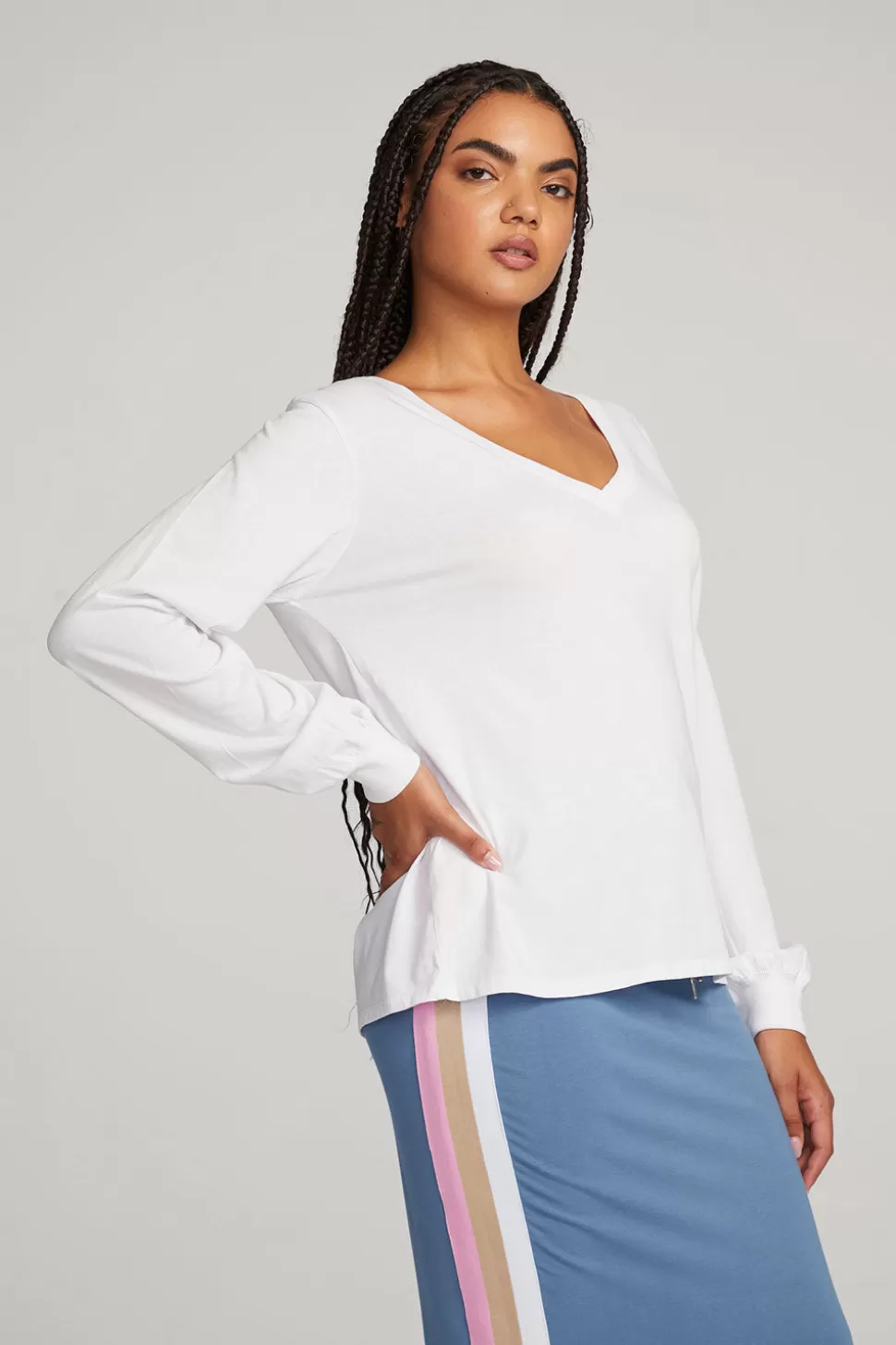 Chaser Brand Kara White Long Sleeve Flash Sale