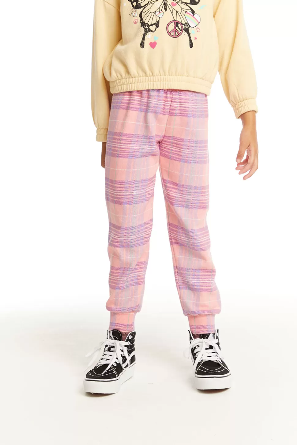 Chaser Brand Leila Cotton Candy Plaid Jogger Sale