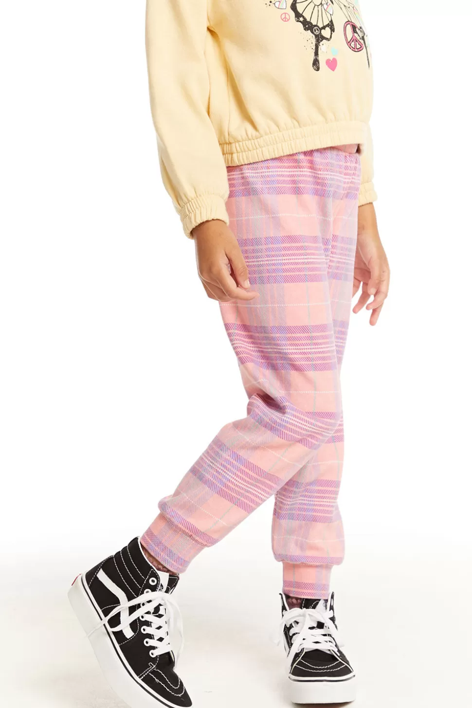 Chaser Brand Leila Cotton Candy Plaid Jogger Sale