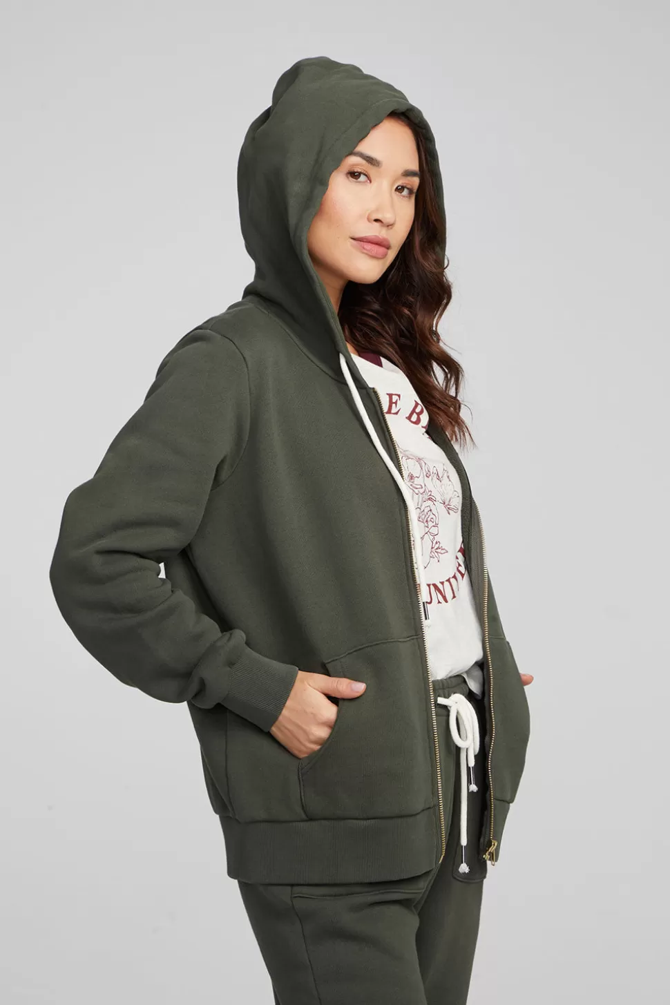 Chaser Brand Lex Forest Night Zip Up Hoodie Cheap