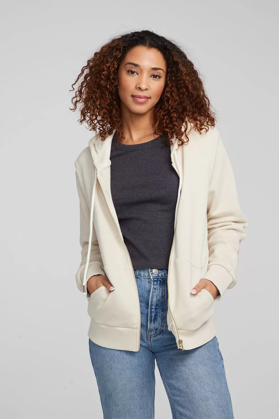 Chaser Brand Lex Oatmeal Zip Up Hoodie Sale