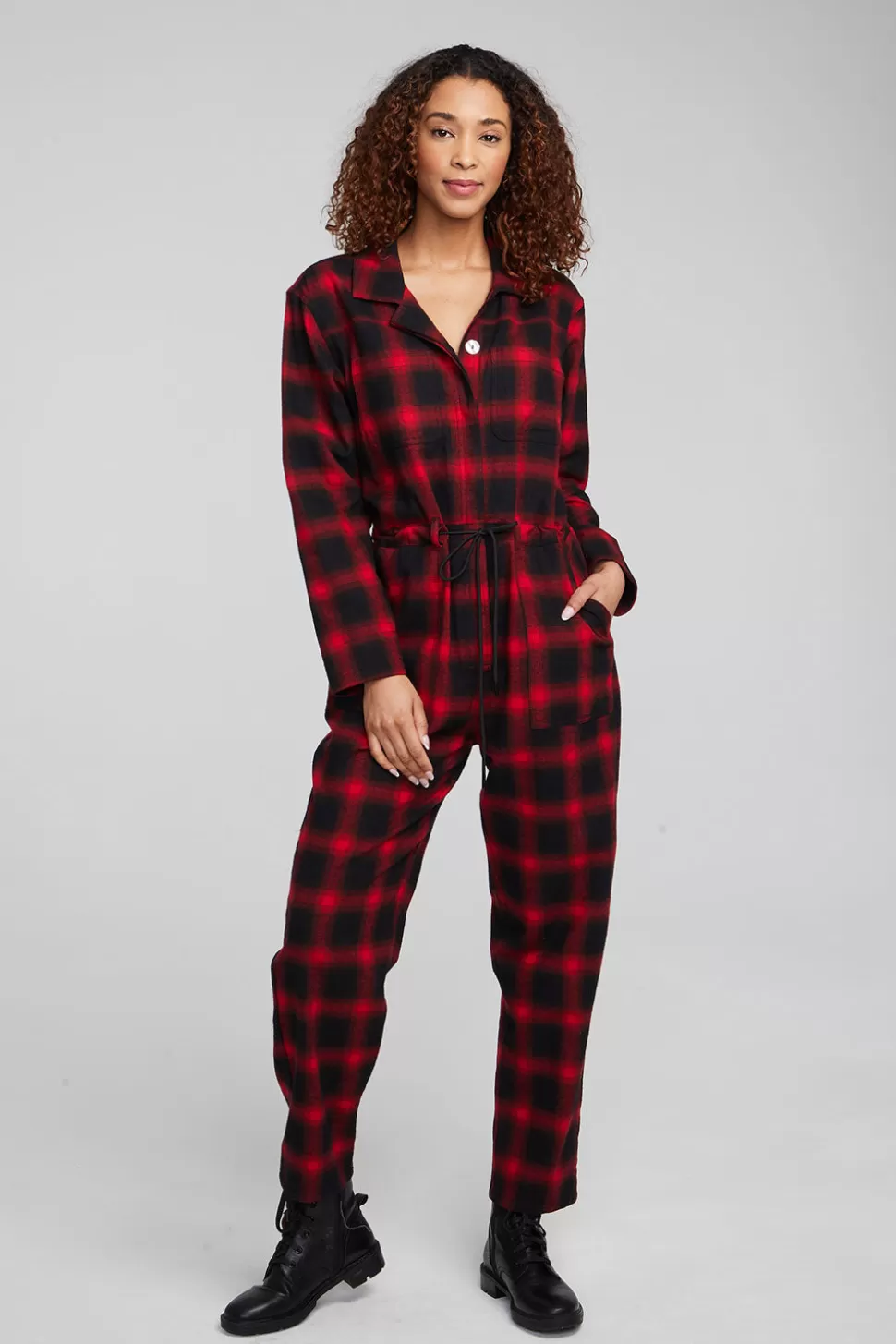 Chaser Brand Lexi Sunset Plaid Jumpsuit Store