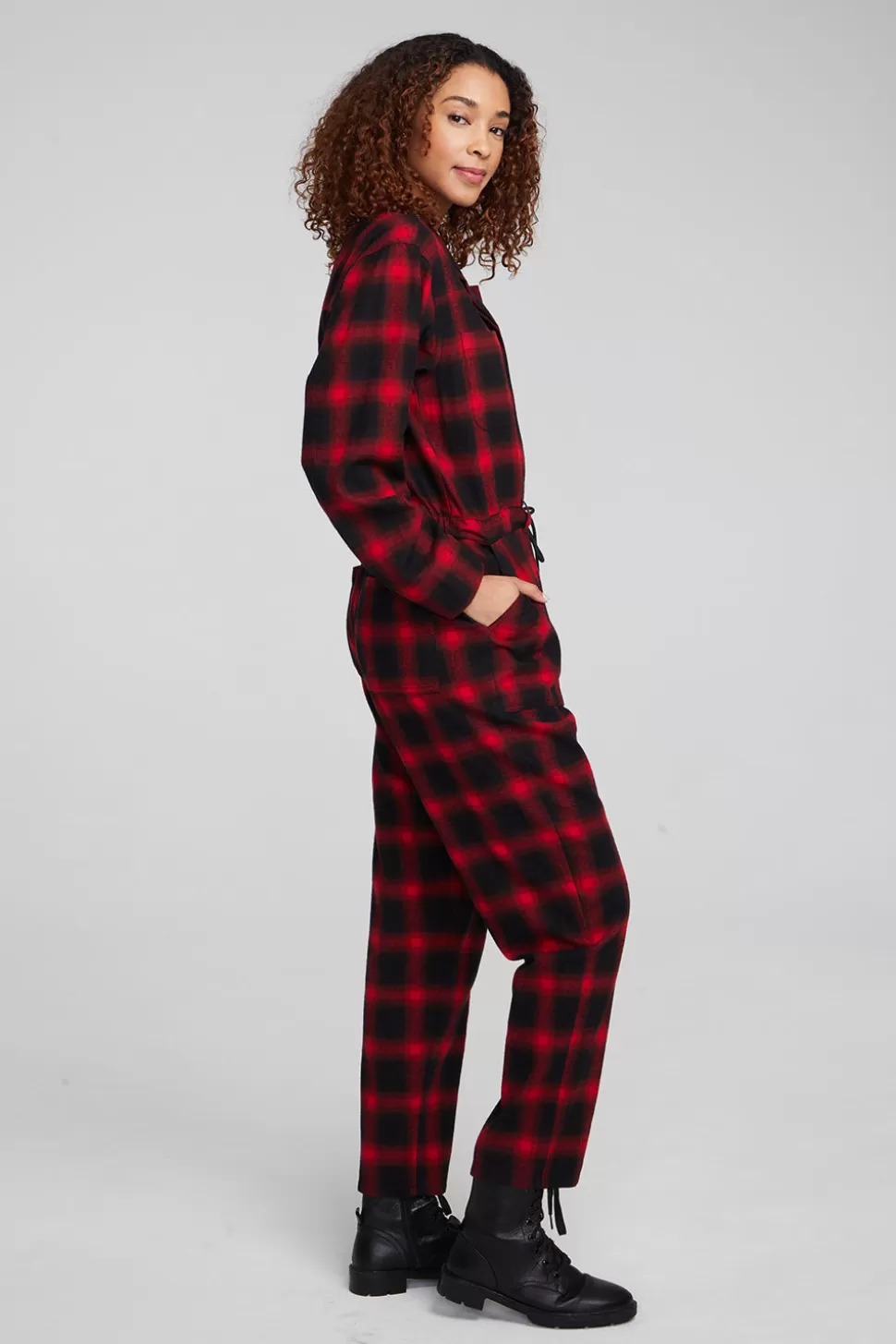 Chaser Brand Lexi Sunset Plaid Jumpsuit Store