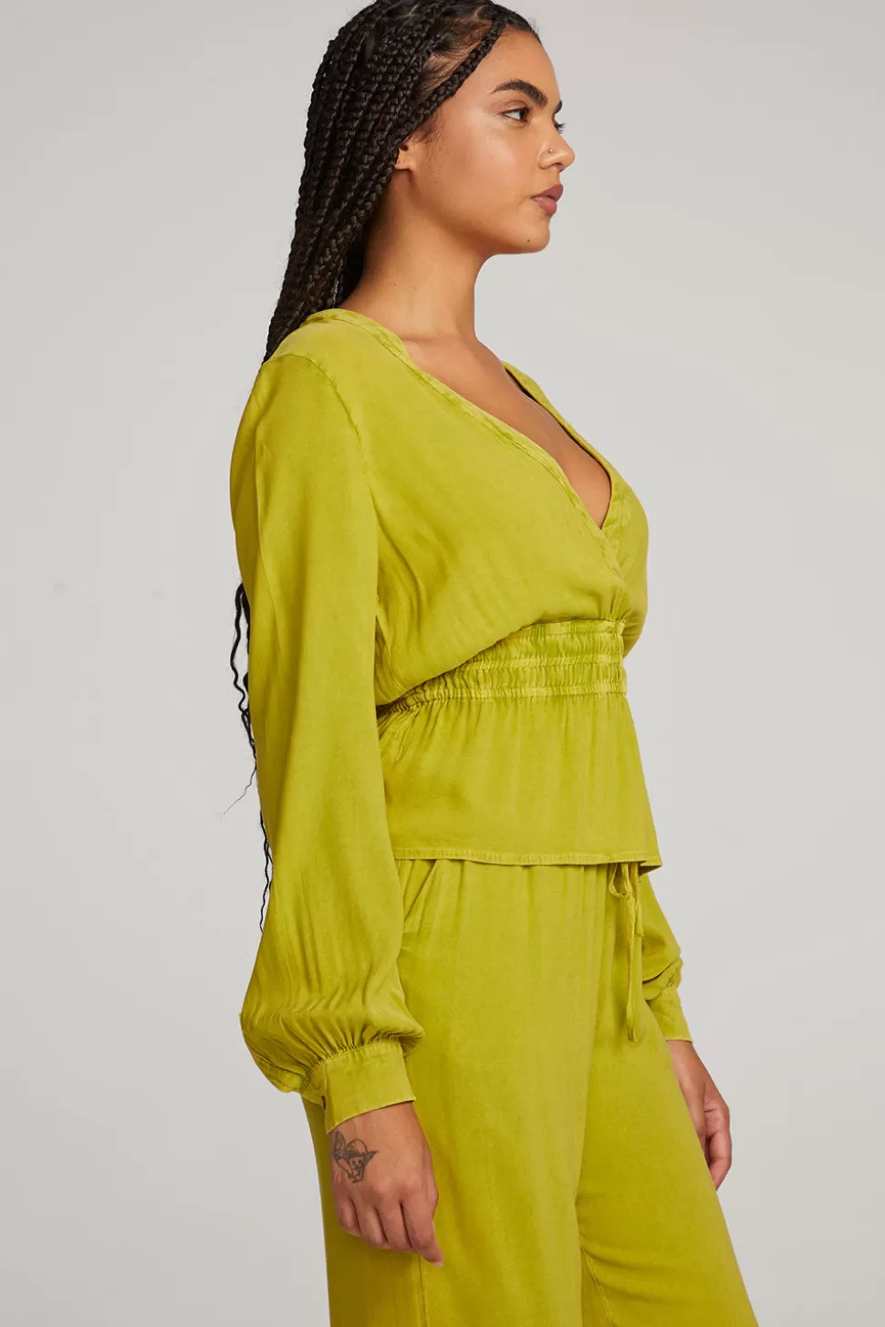 Chaser Brand Liberty Citron Blouse Hot