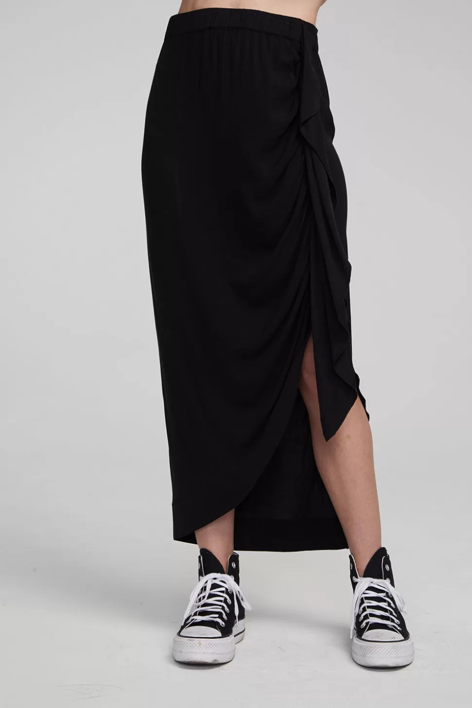 Chaser Brand Lindsay Shadow Black Midi Skirt Hot