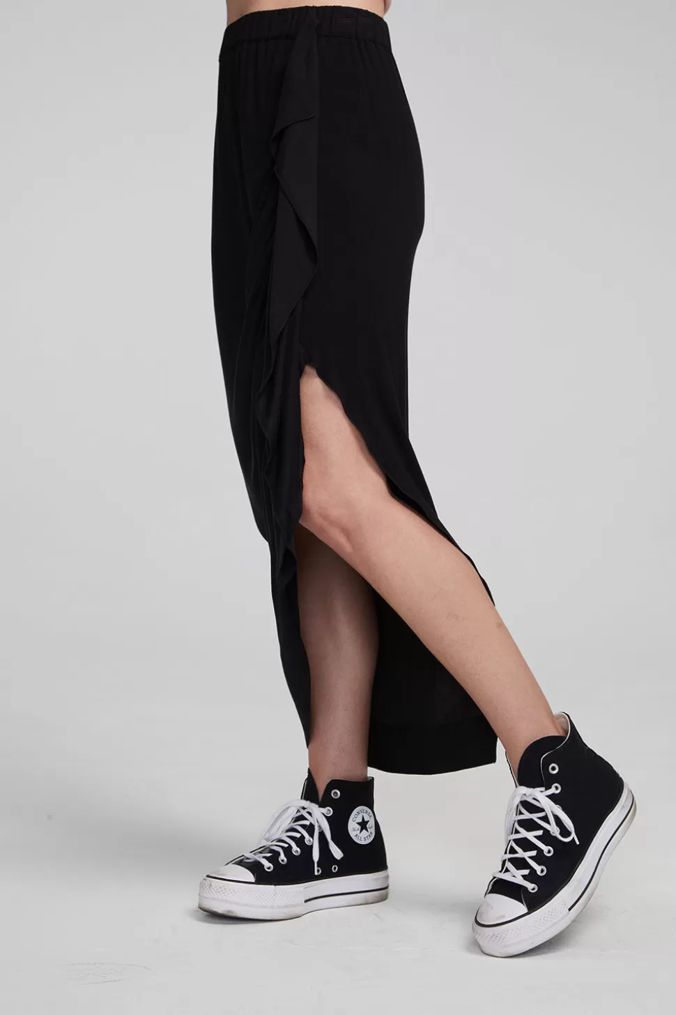 Chaser Brand Lindsay Shadow Black Midi Skirt Hot