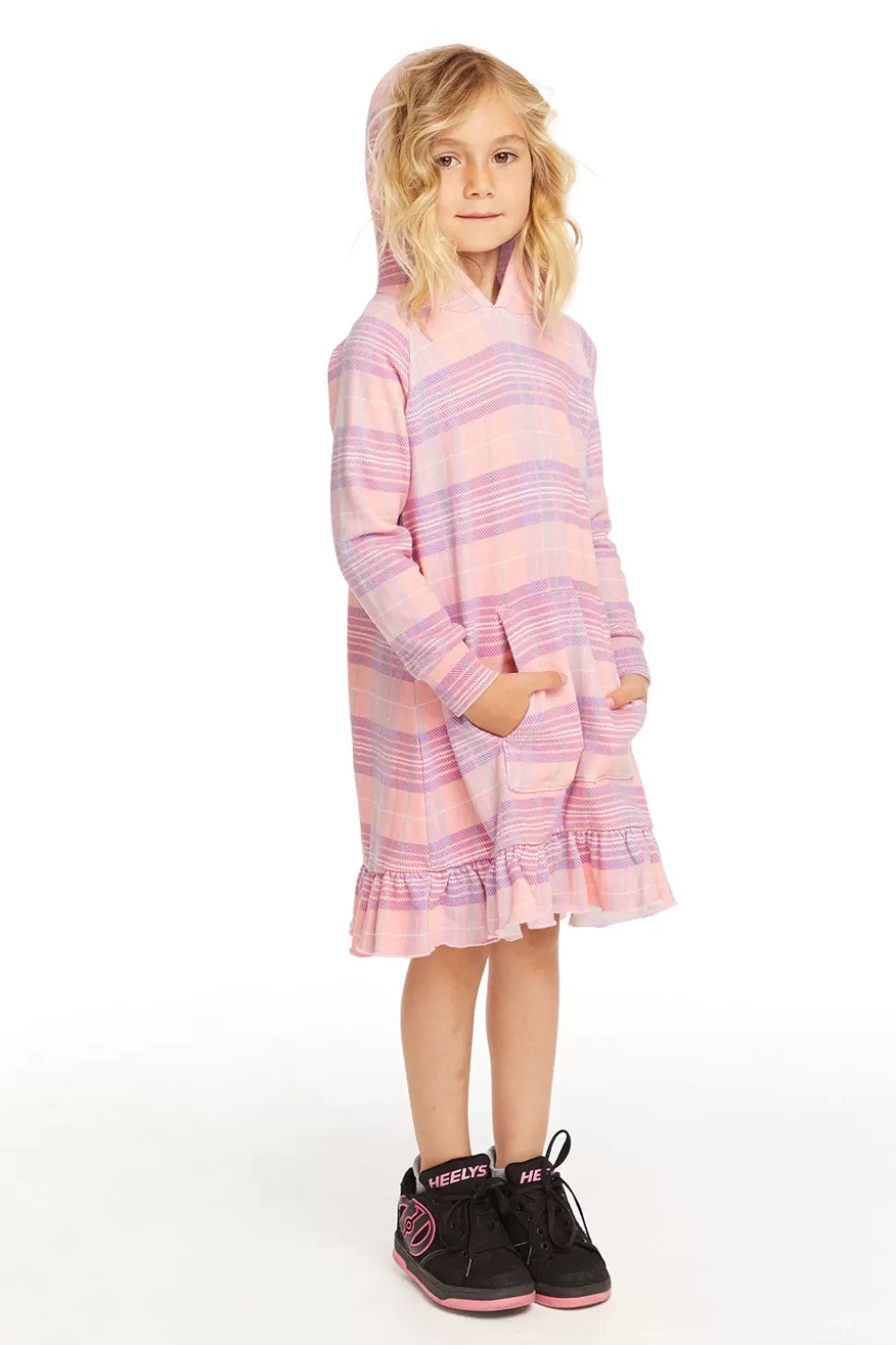 Chaser Brand Long Sleeve Cotton Candy Plaid Dress Cheap