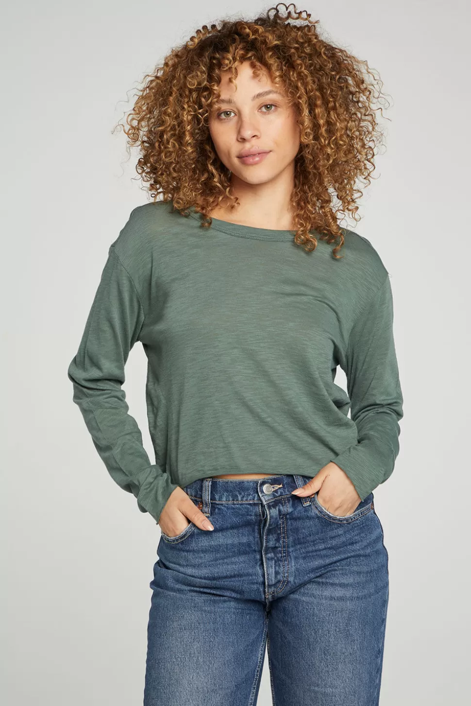 Chaser Brand Long Sleeve Cropped Tee Hot