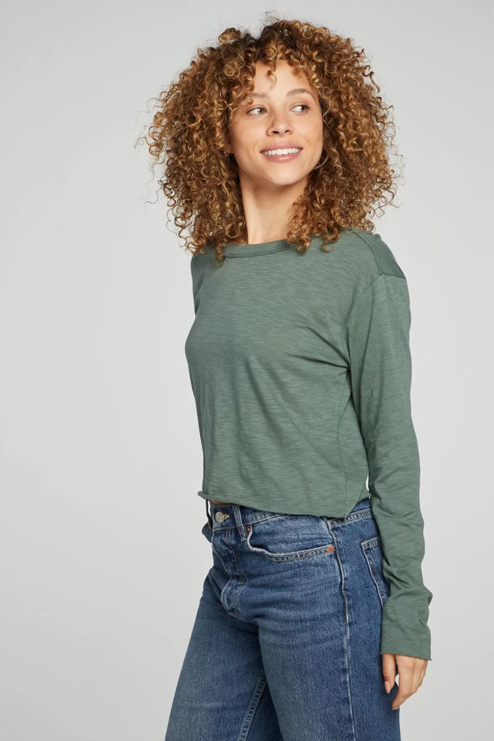 Chaser Brand Long Sleeve Cropped Tee Hot