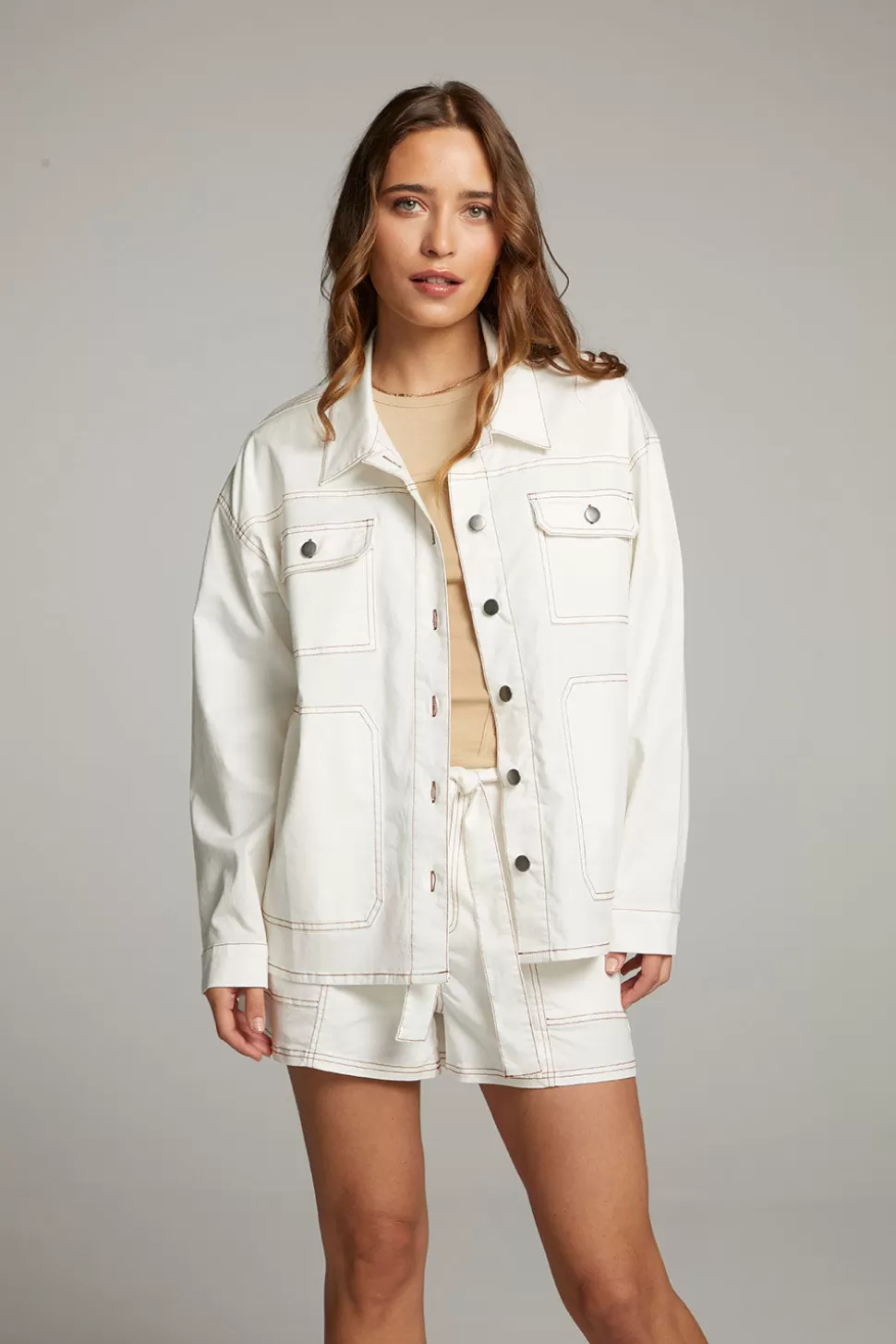 Chaser Brand Louise White Button Down Cheap