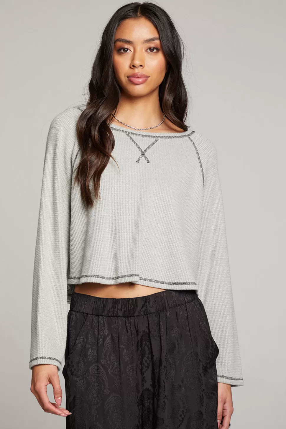 Chaser Brand Lucy Heather Grey Long Sleeve Online