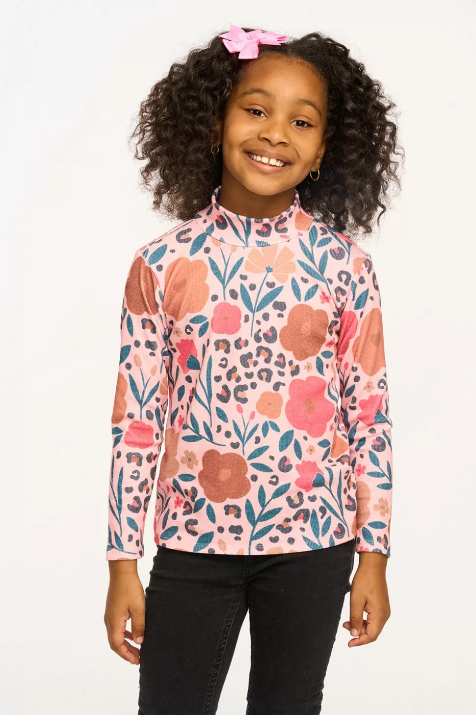 Chaser Brand Lynn Dark Floral & Leopard Print Mock Turtle Neck Hot