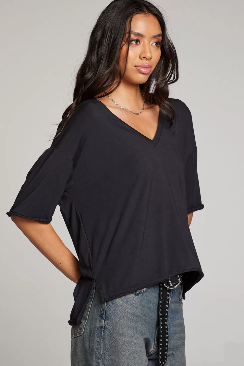 Chaser Brand Mason Licorice V Neck Best Sale