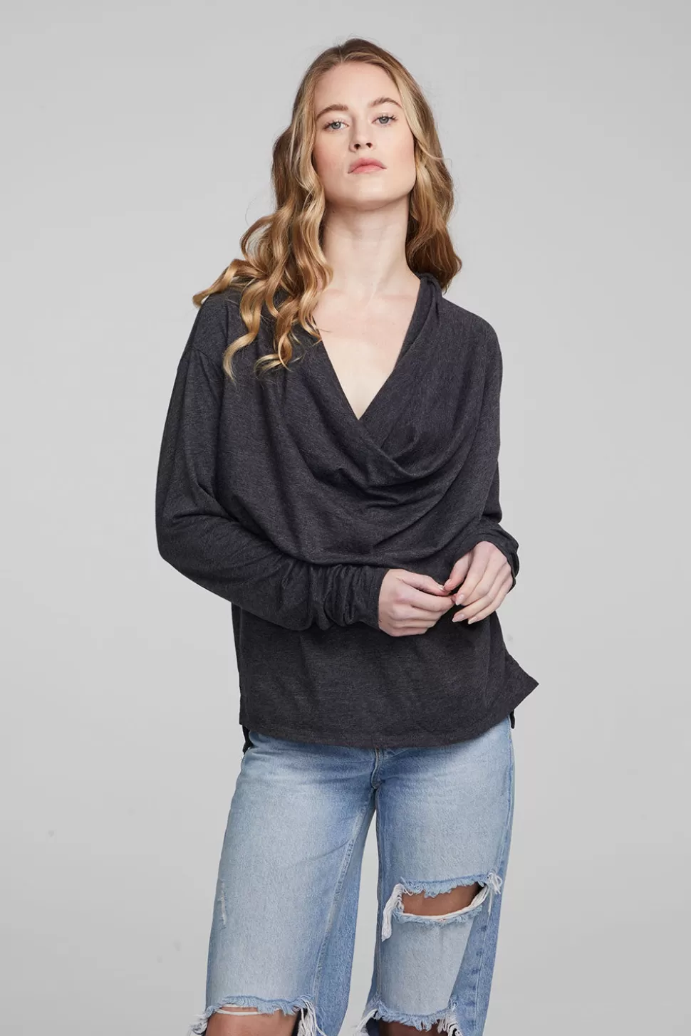 Chaser Brand Mela Shadow Black Long Sleeve Cheap