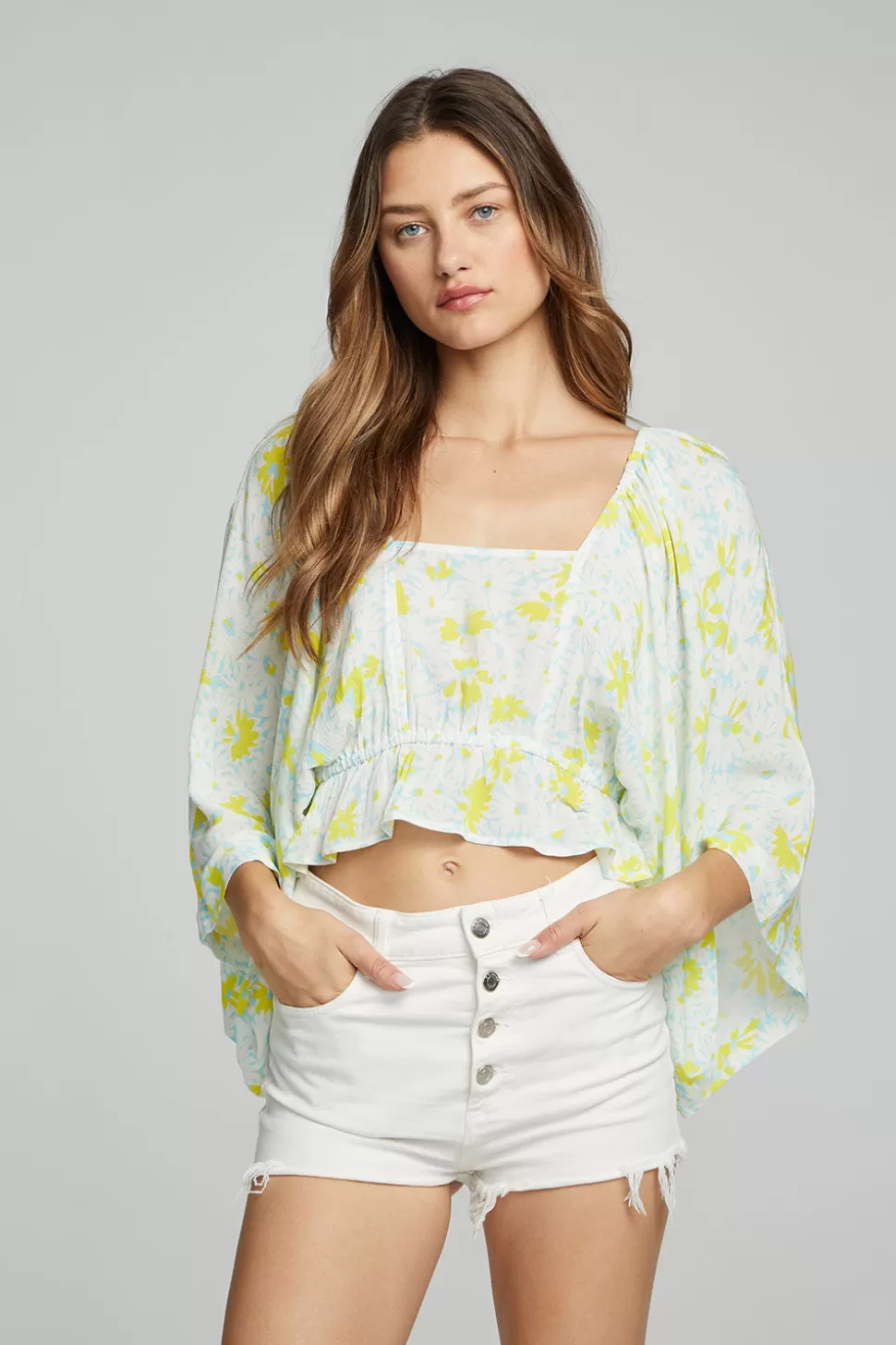 Chaser Brand Monarch Crop Top - Daisy Floral Print Outlet