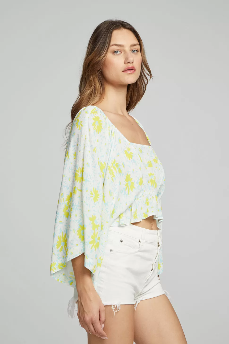 Chaser Brand Monarch Crop Top - Daisy Floral Print Outlet