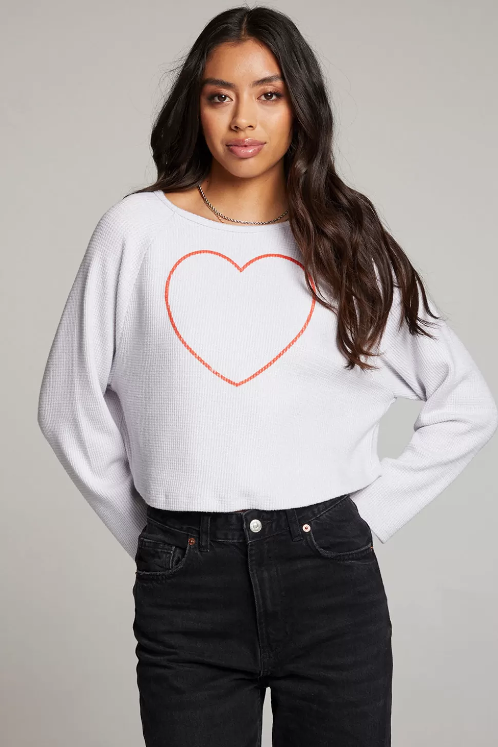 Chaser Brand Outline Heart Long Sleeve Fashion