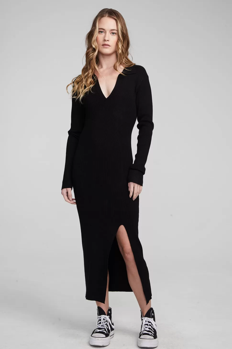 Chaser Brand Palm Shadow Black Midi Dress Online